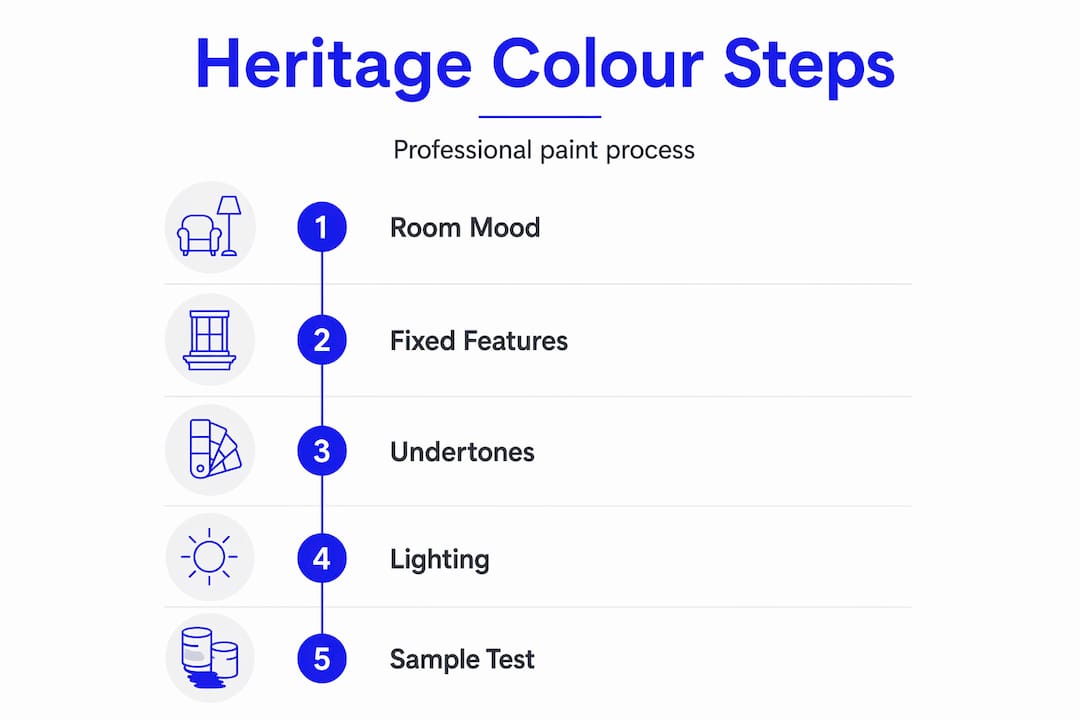 Infographic steps for heritage paint color selection