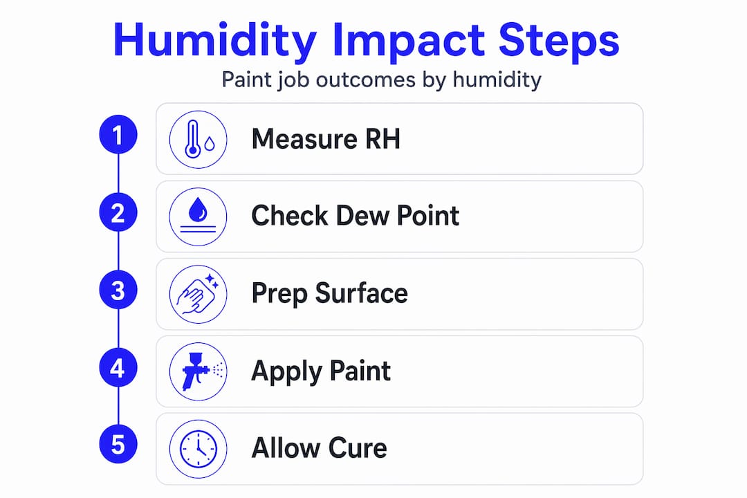 Infographic outlining painting steps by humidity