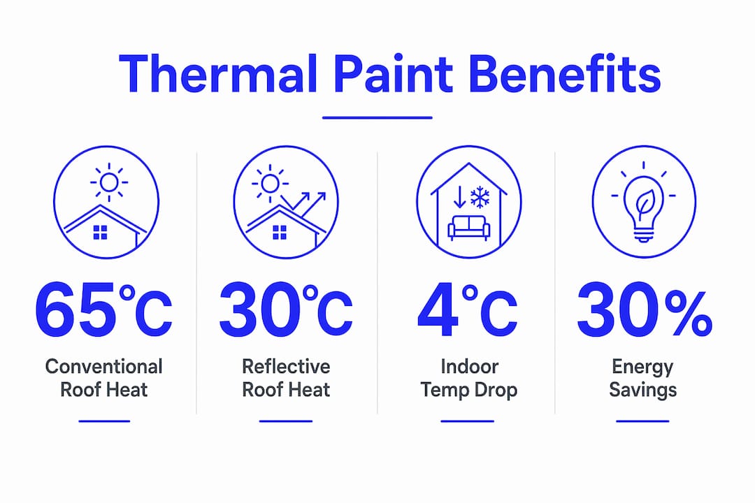 Infographic showing thermal reflective paint benefits