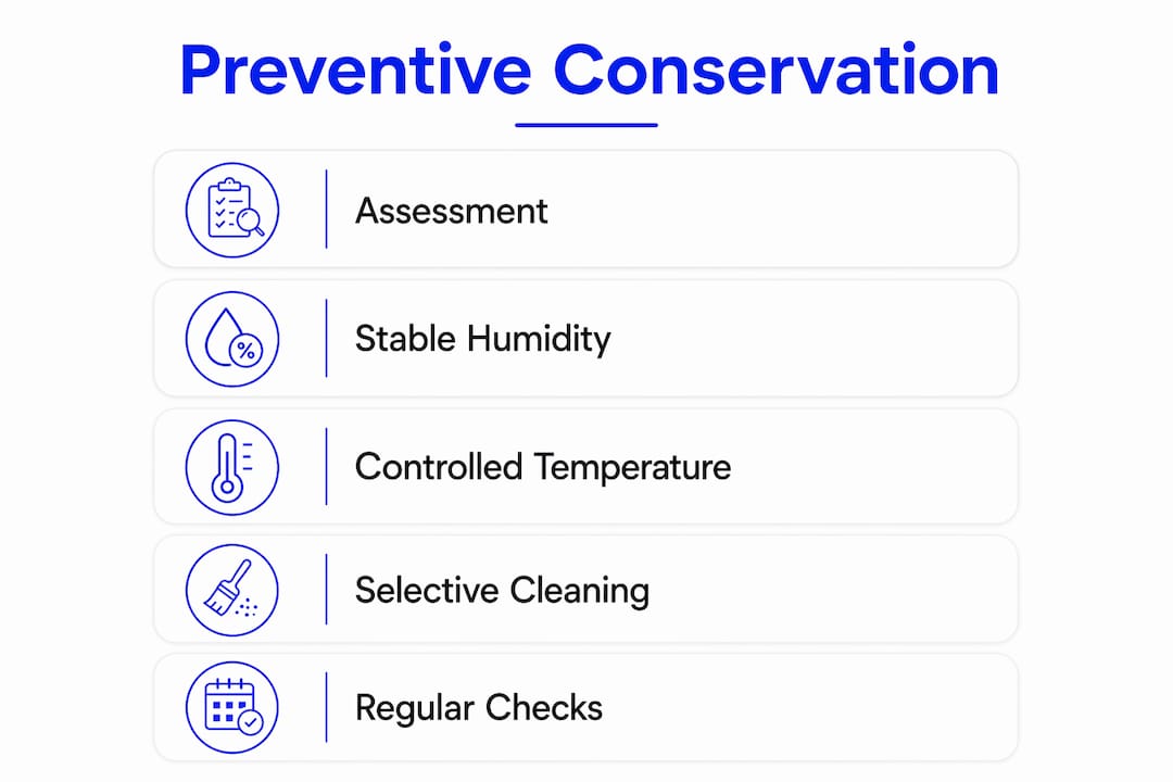 Infographic on preventive conservation steps