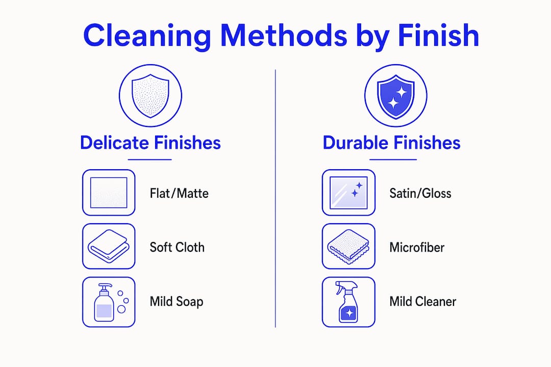 Infographic comparing cleaning methods by paint finish