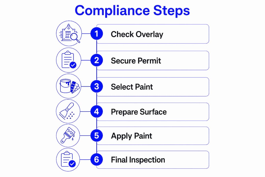 Infographic depicting heritage paint compliance steps