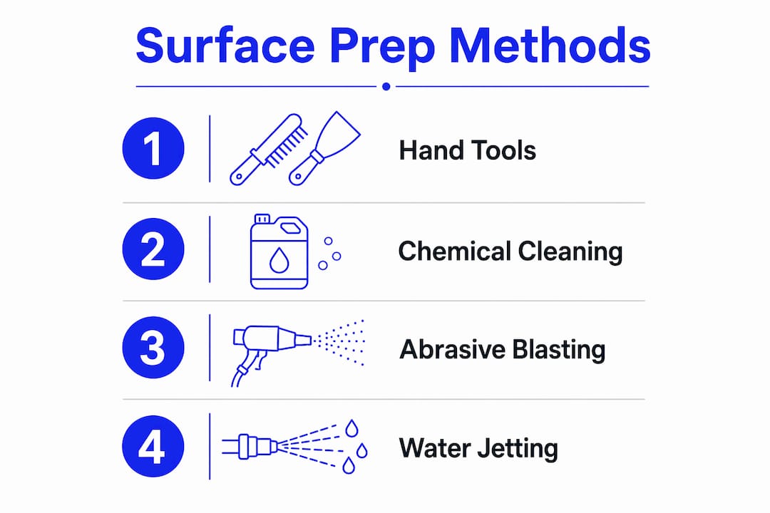 Infographic of surface preparation methods with four key steps
