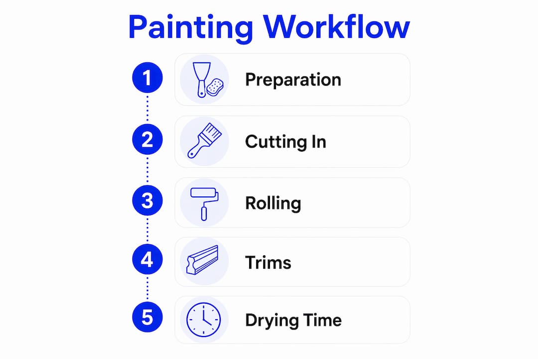 Infographic illustrating step-by-step painting workflow