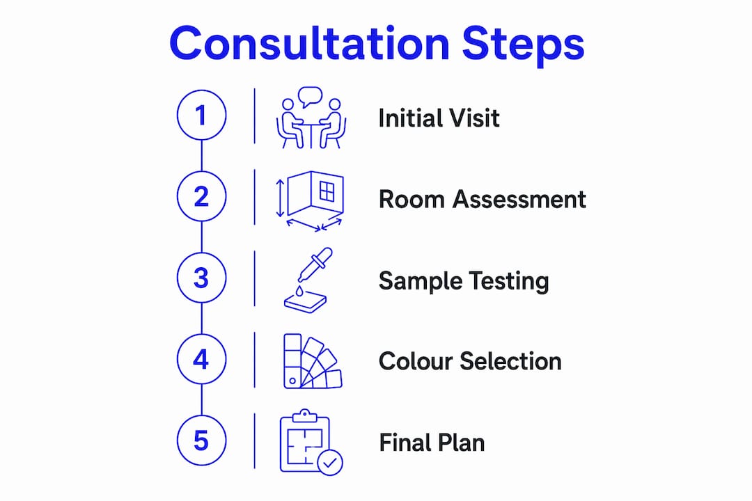 Infographic showing five steps of colour consultation process
