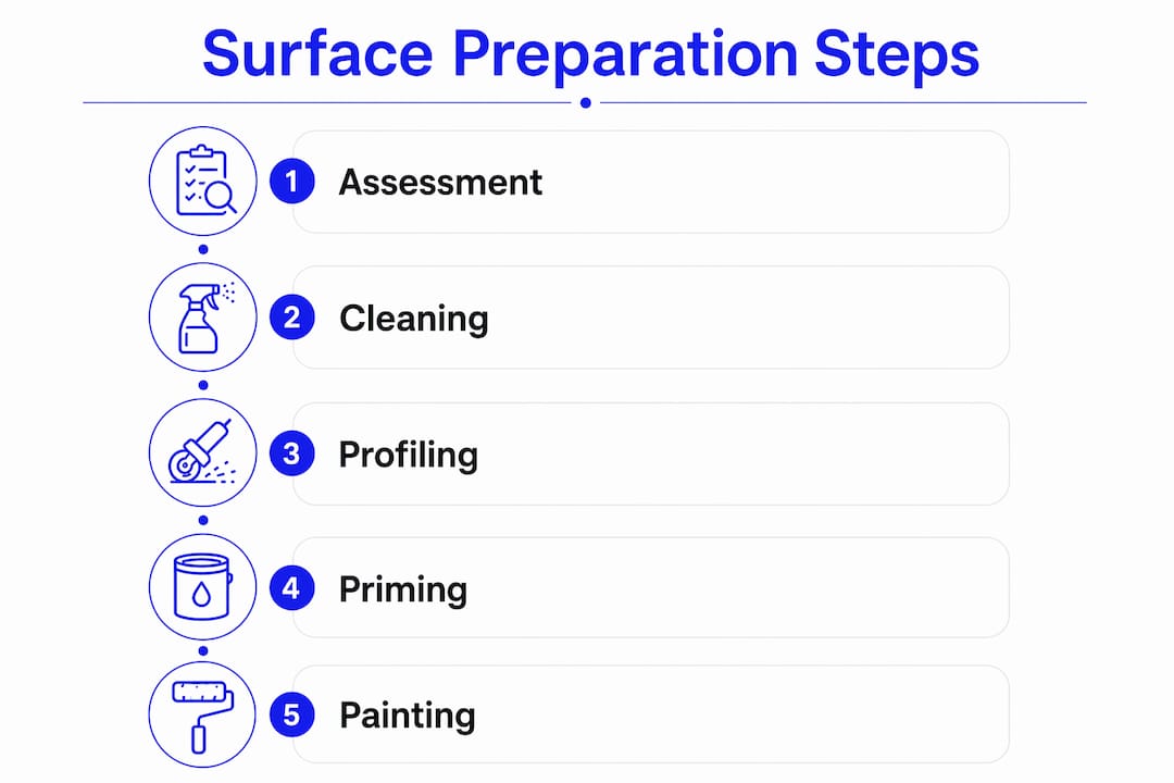 Infographic showing surface preparation process steps