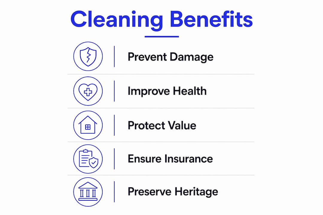 Infographic illustrating key benefits of regular property cleaning