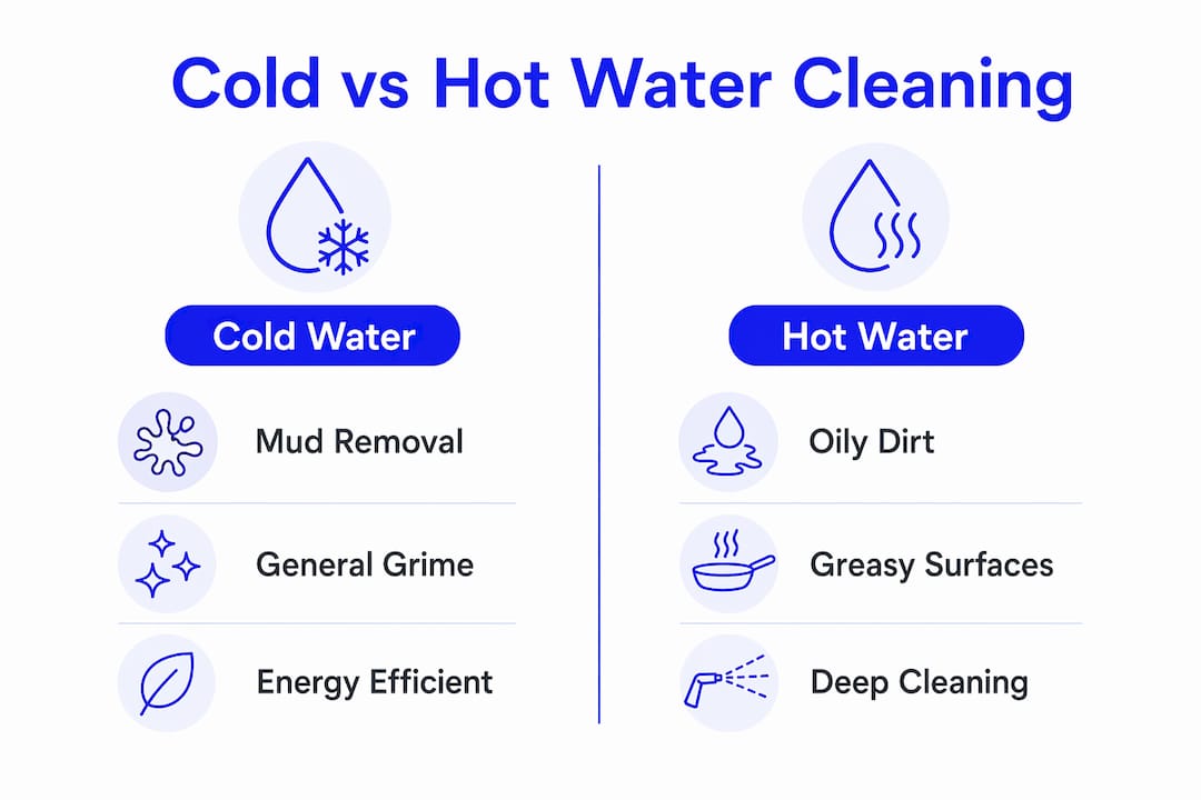 Infographic comparing cold and hot water cleaning benefits