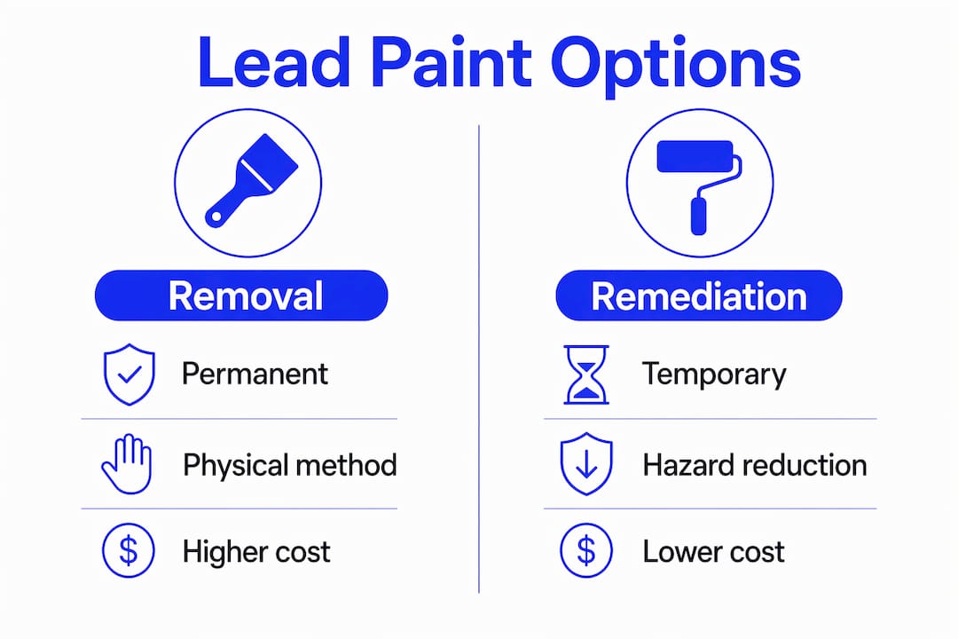 Infographic comparing lead paint removal and remediation
