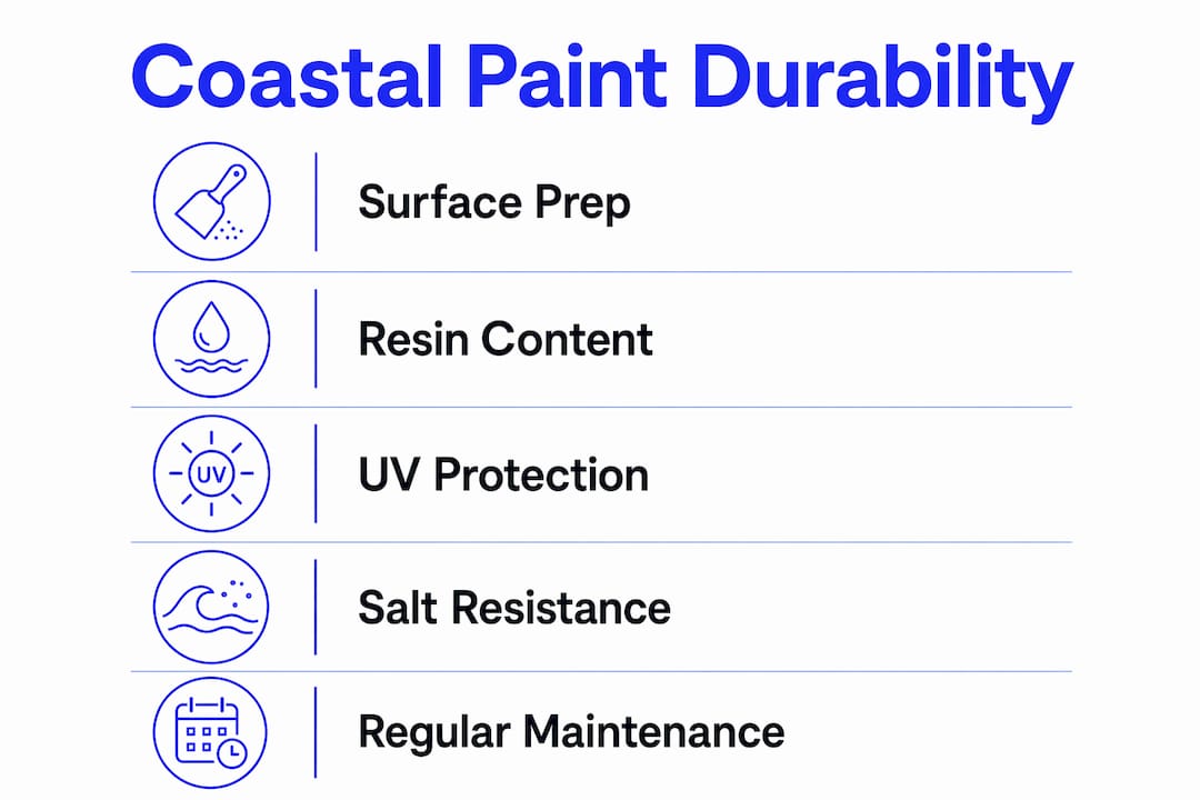 Infographic showing key steps for coastal paint durability