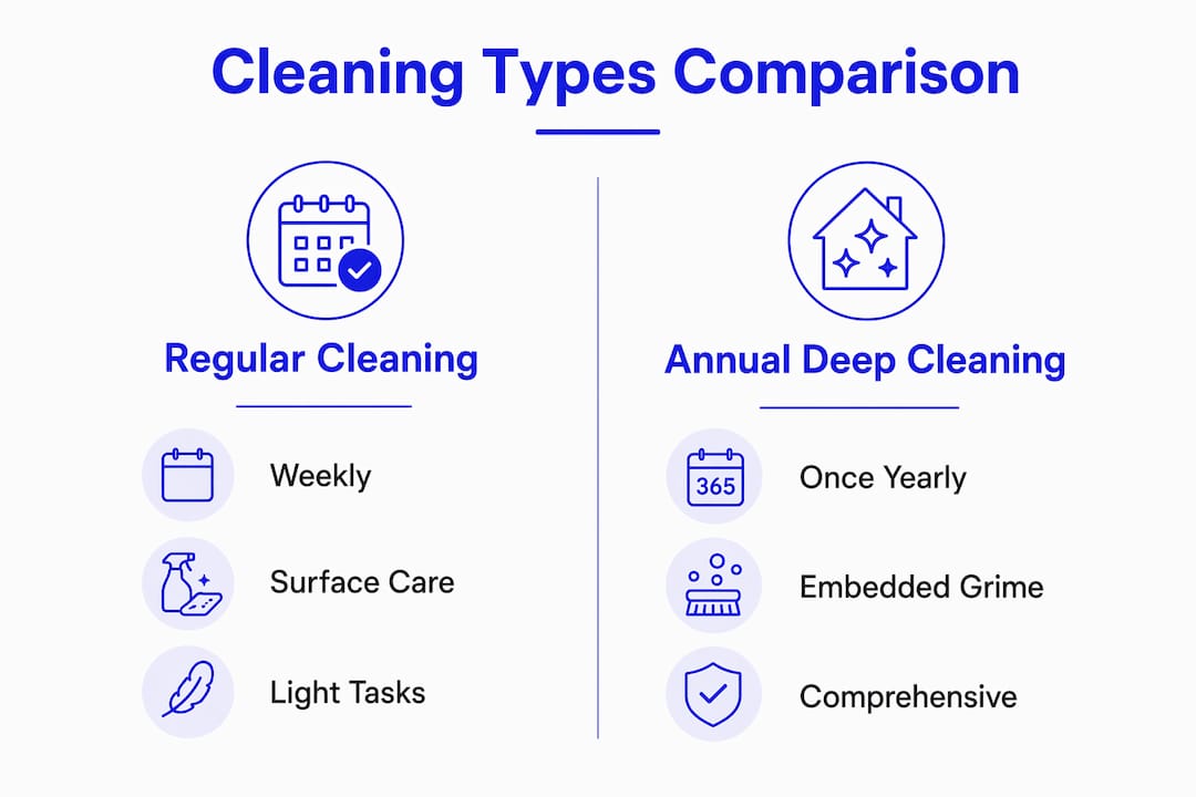 Infographic comparing regular and annual cleaning