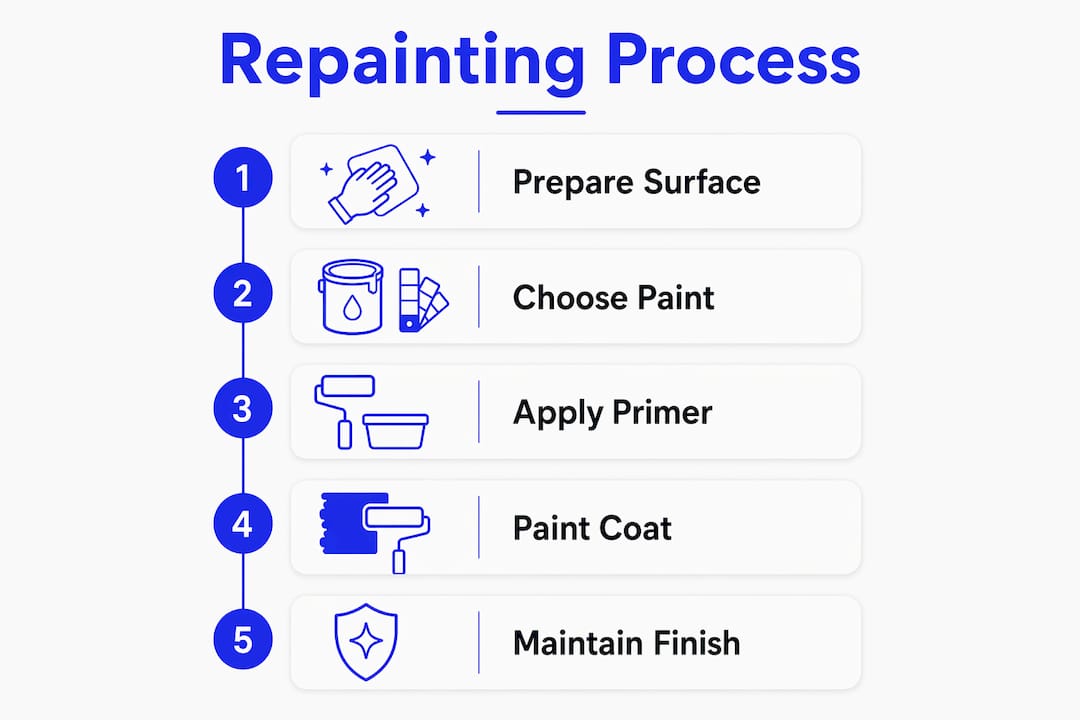 Infographic showing step-by-step repainting process