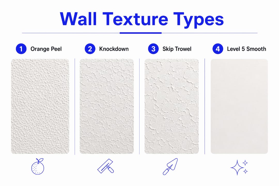 Infographic showing popular wall texture types