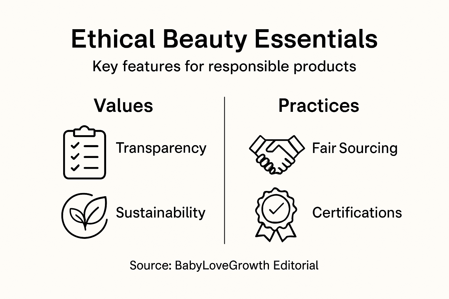 Infographic showing key ethical beauty standards
