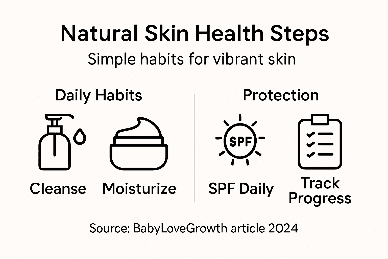 Natural skin care steps infographic summary
