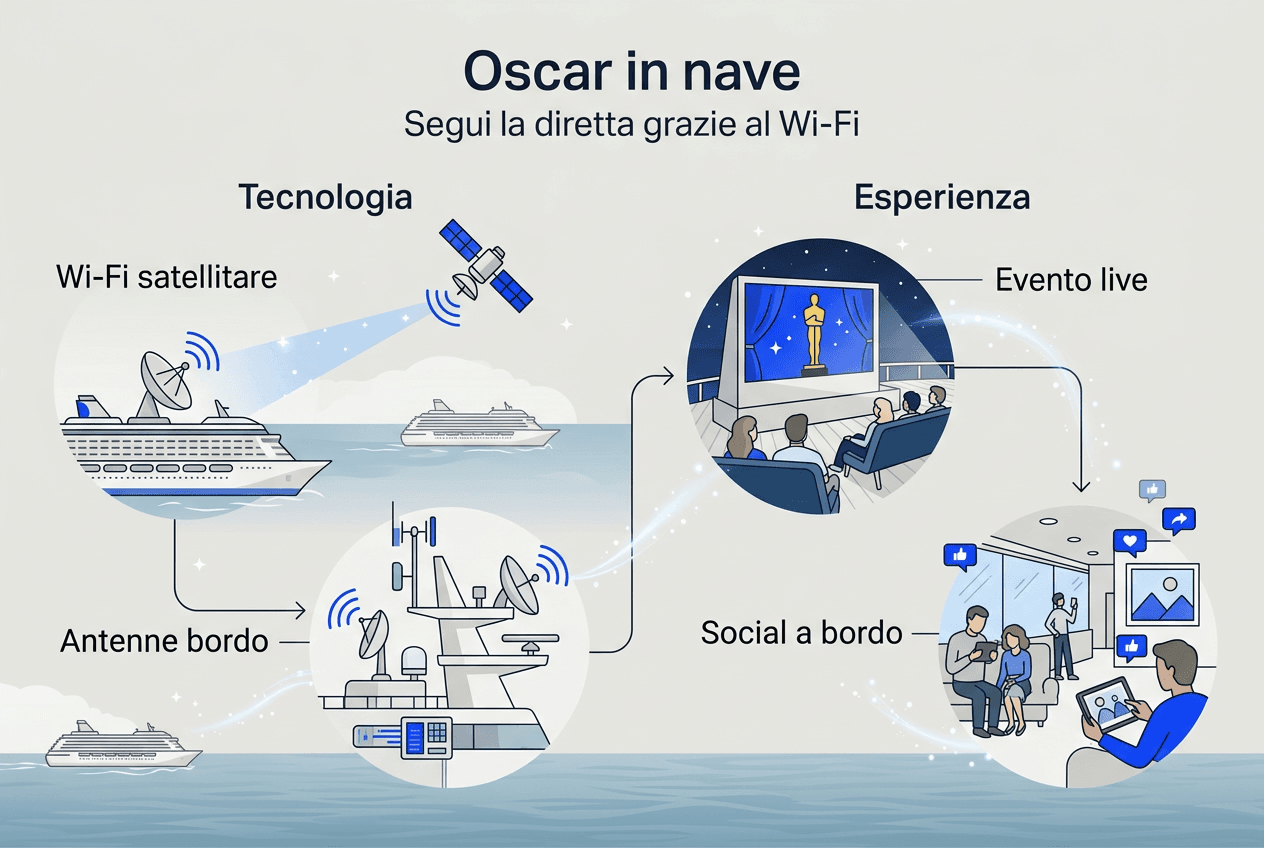 Infografica: Oscar a bordo, Wi-Fi e intrattenimento in nave