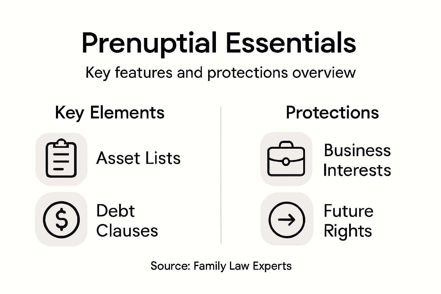 Infographic displays prenuptial agreement key points