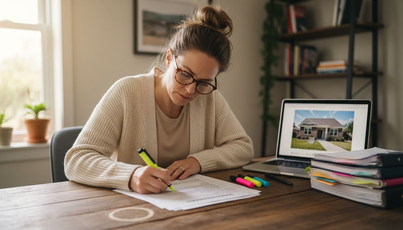 Woman customizes real estate contract template