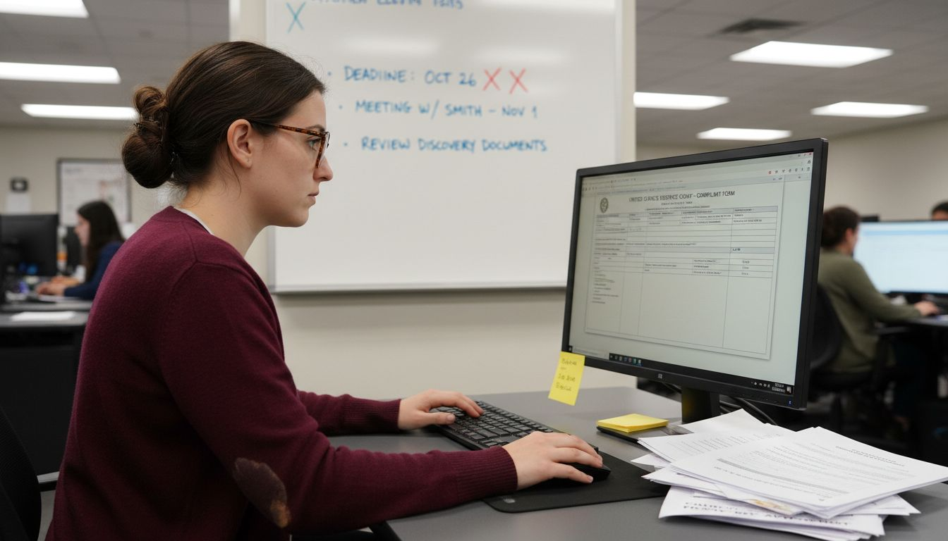 Person entering business details on forms