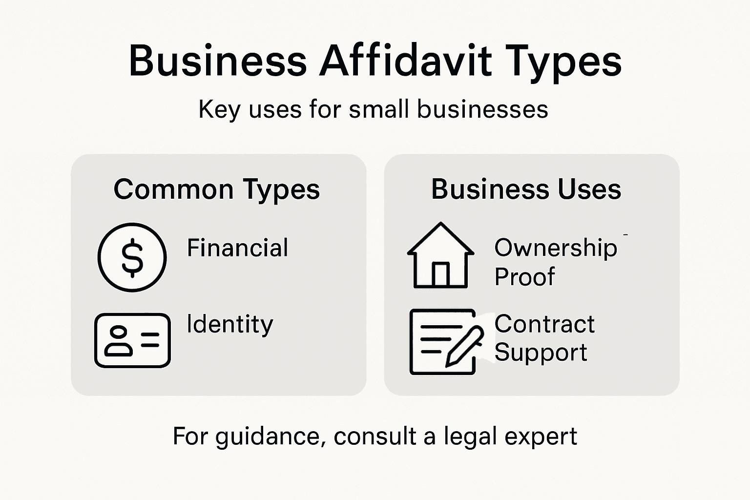 Infographic of affidavit types and business uses