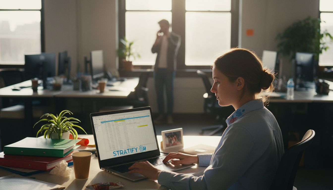 Egy nő mesterséges intelligencia kockázatait elemzi a számítógépén.