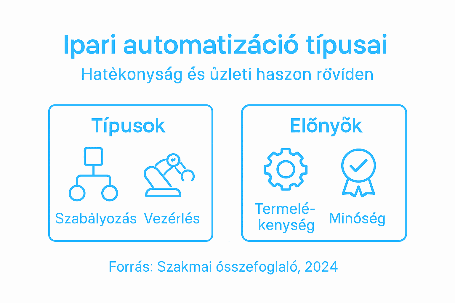 Ipari automatizálás: típusok és előnyök – áttekintő infografika