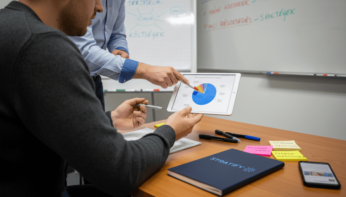 A csapat egy konferenciateremben vitatja meg, hogyan lehet hatékonyan alkalmazni a mesterséges intelligenciát a munkafolyamatokban.