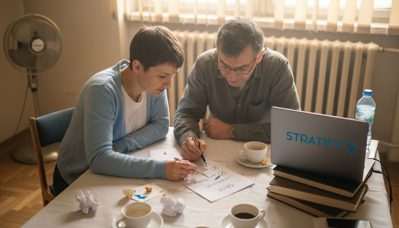 Két kisvállalati vezető üzleti célokat egyeztet a tárgyalóban.