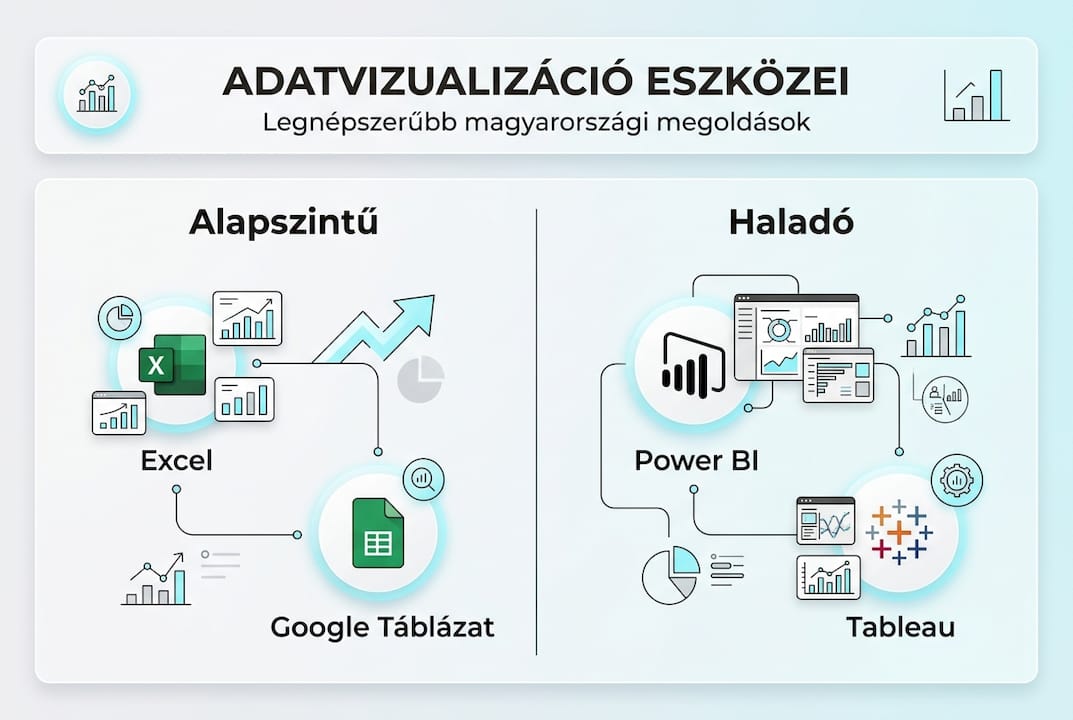 Magyar adatvizualizációs megoldásokat bemutató infografika