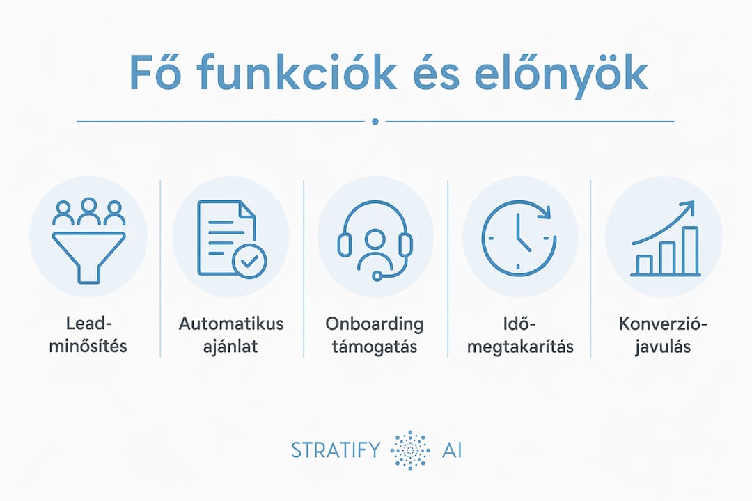 Infografika: így segíti az AI-alapú értékesítési asszisztens a magyar kis- és középvállalkozásokat – fő funkciók és előnyök egy helyen