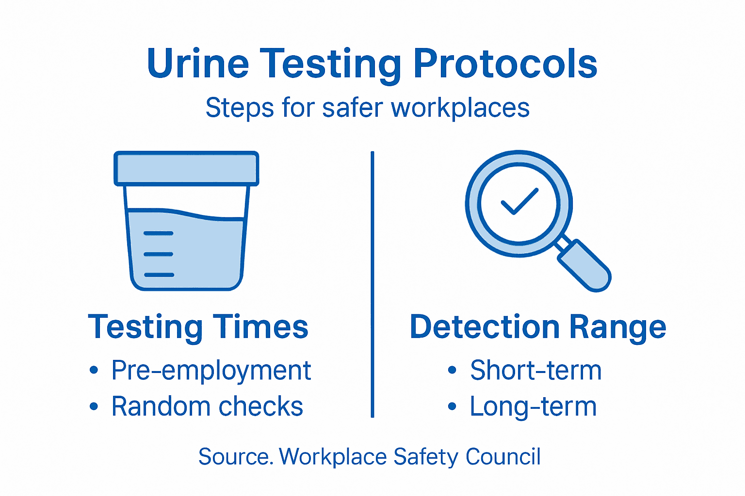 Infographic summarizing urine test protocol steps