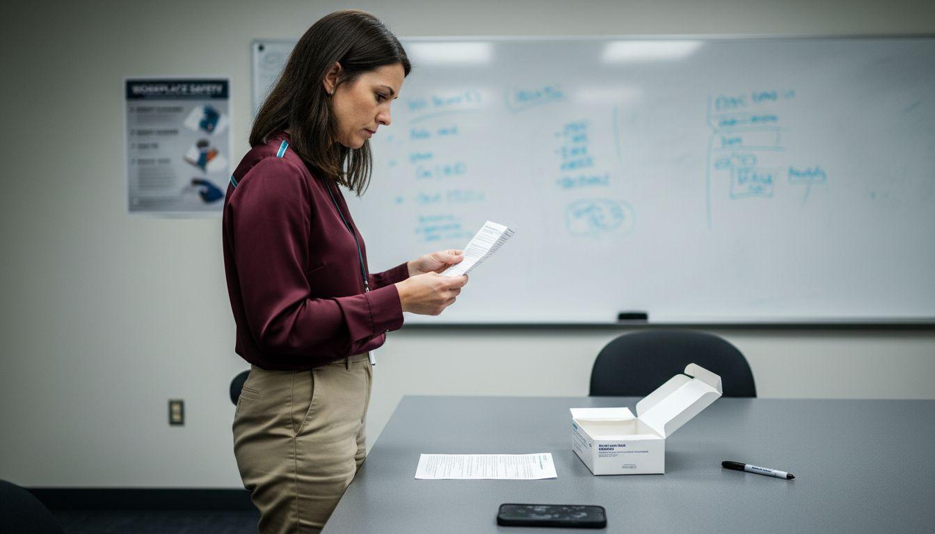 HR professional reading drug test kit instructions