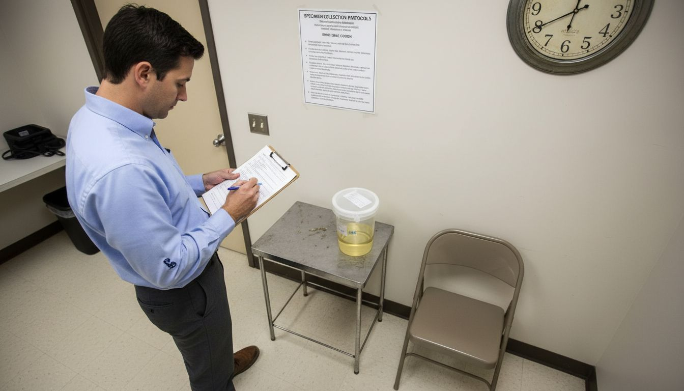 HR assistant verifies sample collection steps