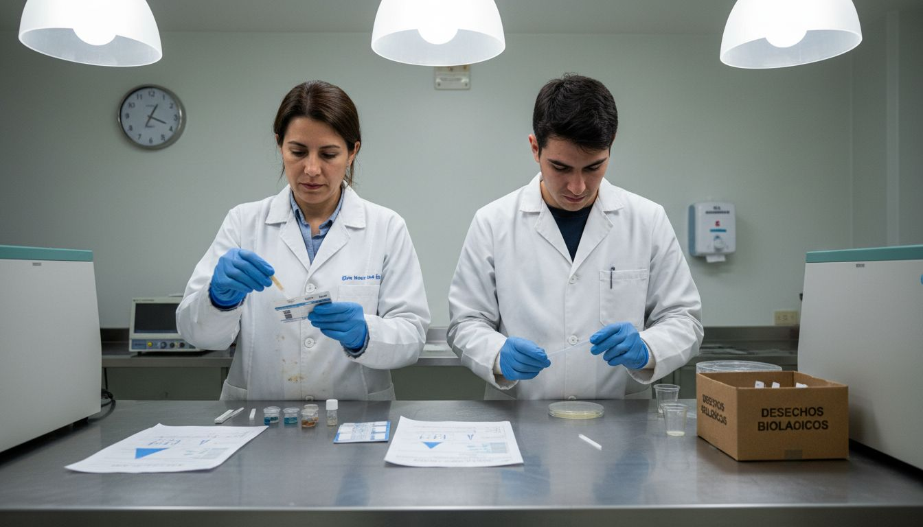 Personal técnico realizando pruebas rápidas en el laboratorio
