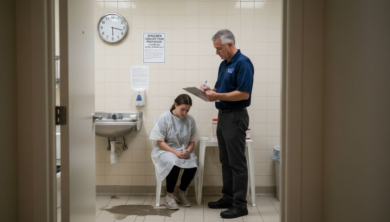 Staff observing secure sample collection procedure
