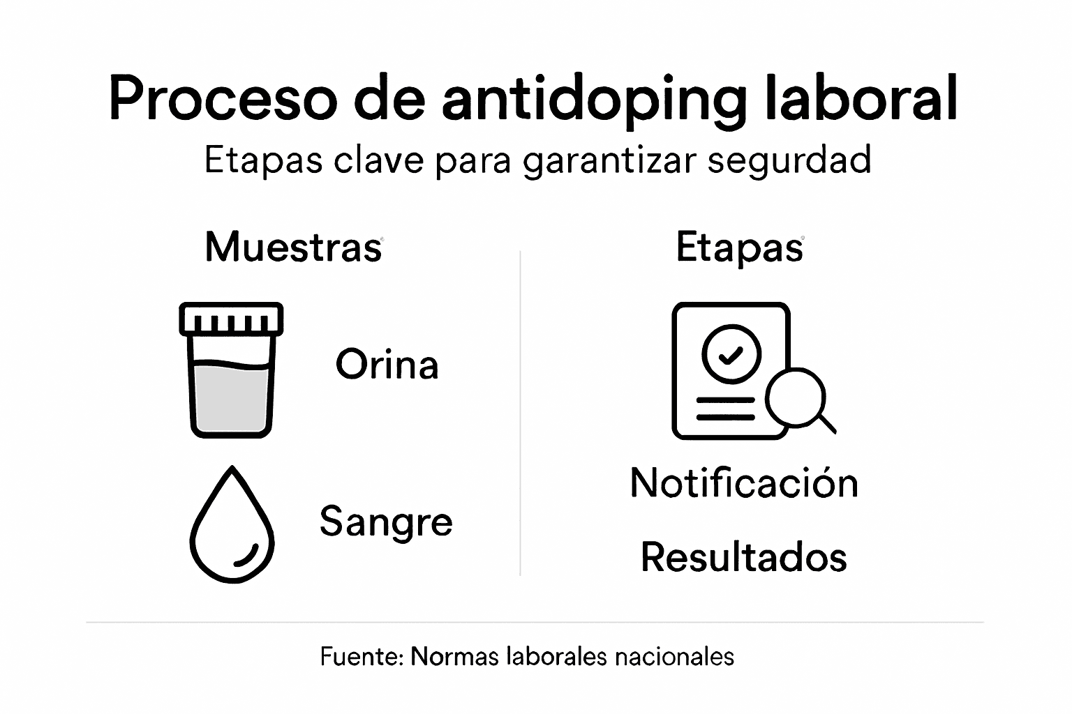 La siguiente infografía explica paso a paso cómo se realiza un control antidoping en el ámbito laboral.