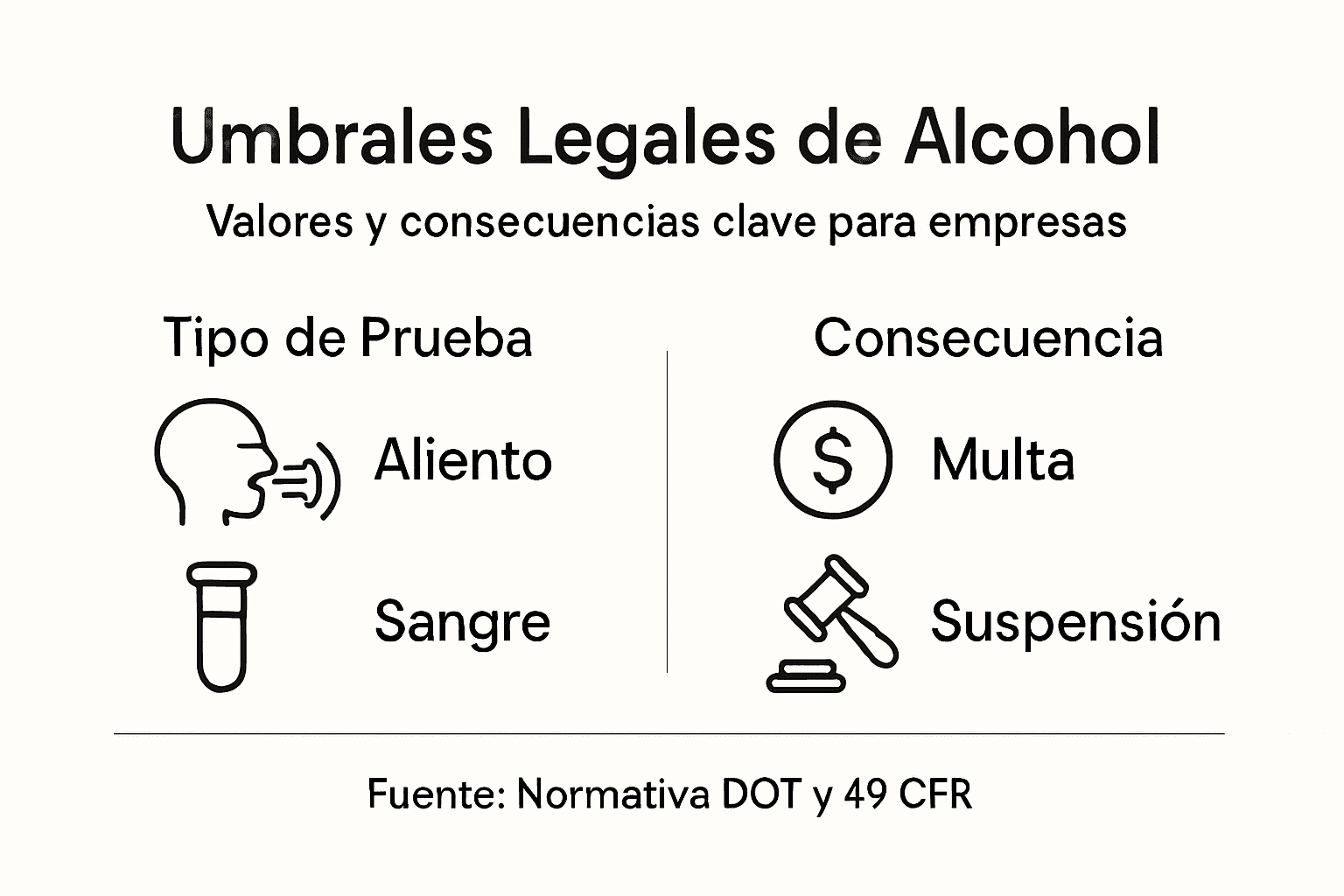 Infografía sobre los límites legales de alcohol y sus consecuencias