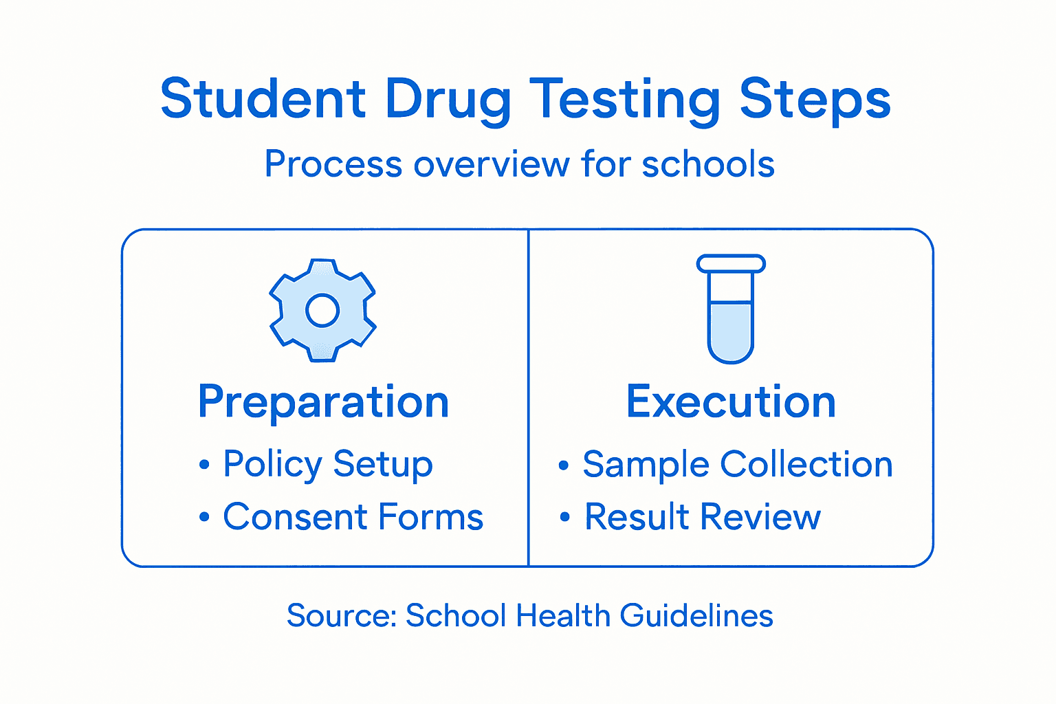 Infographic showing main steps in student drug testing
