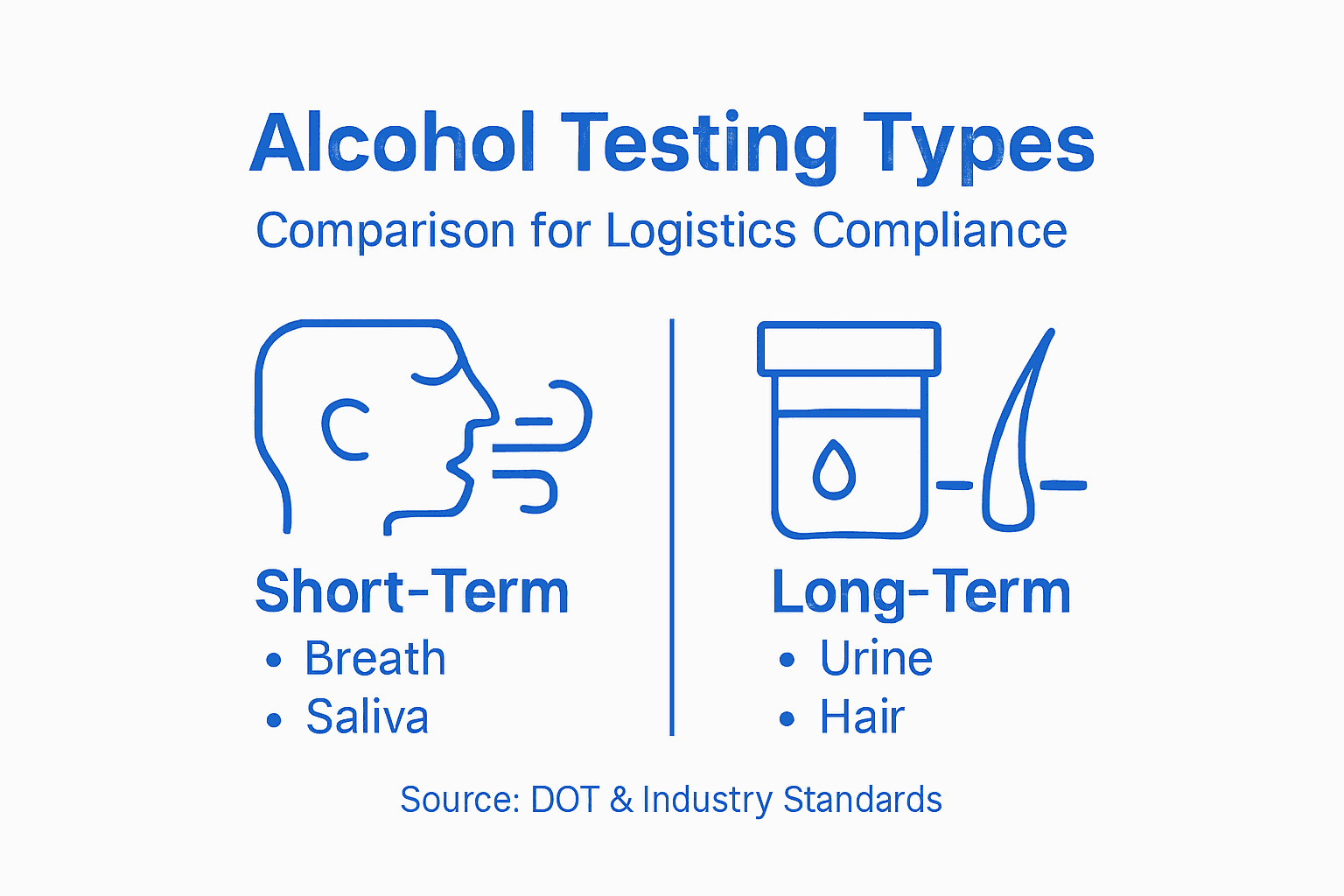 Infographic comparing workplace alcohol testing types