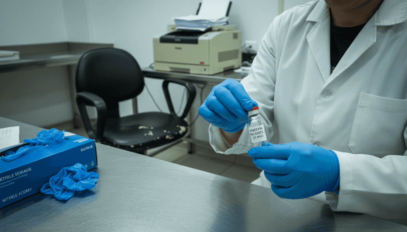 Profesional de laboratorio realizando el análisis de una muestra