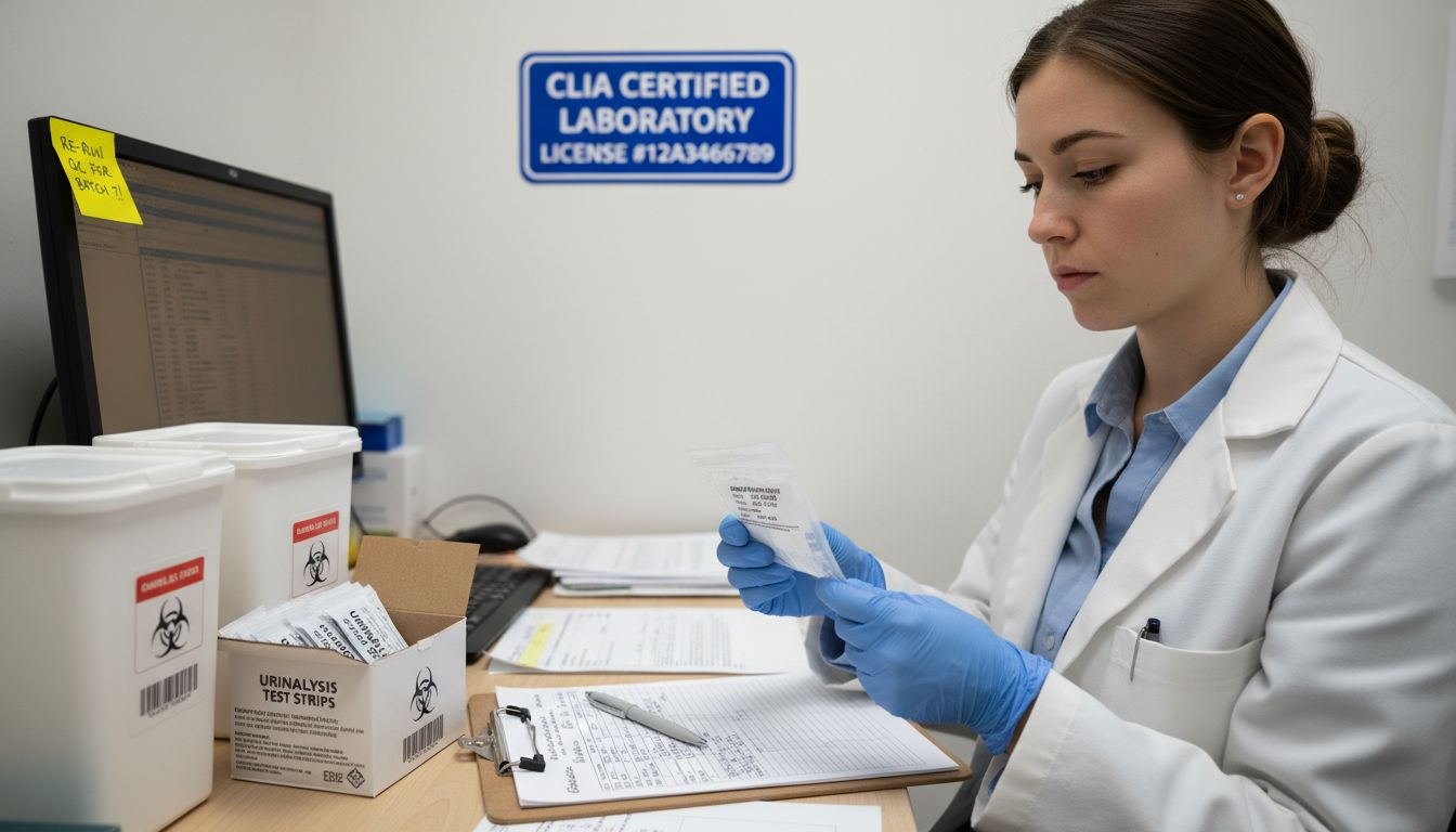 Lab technician reviewing at-home sample workflow