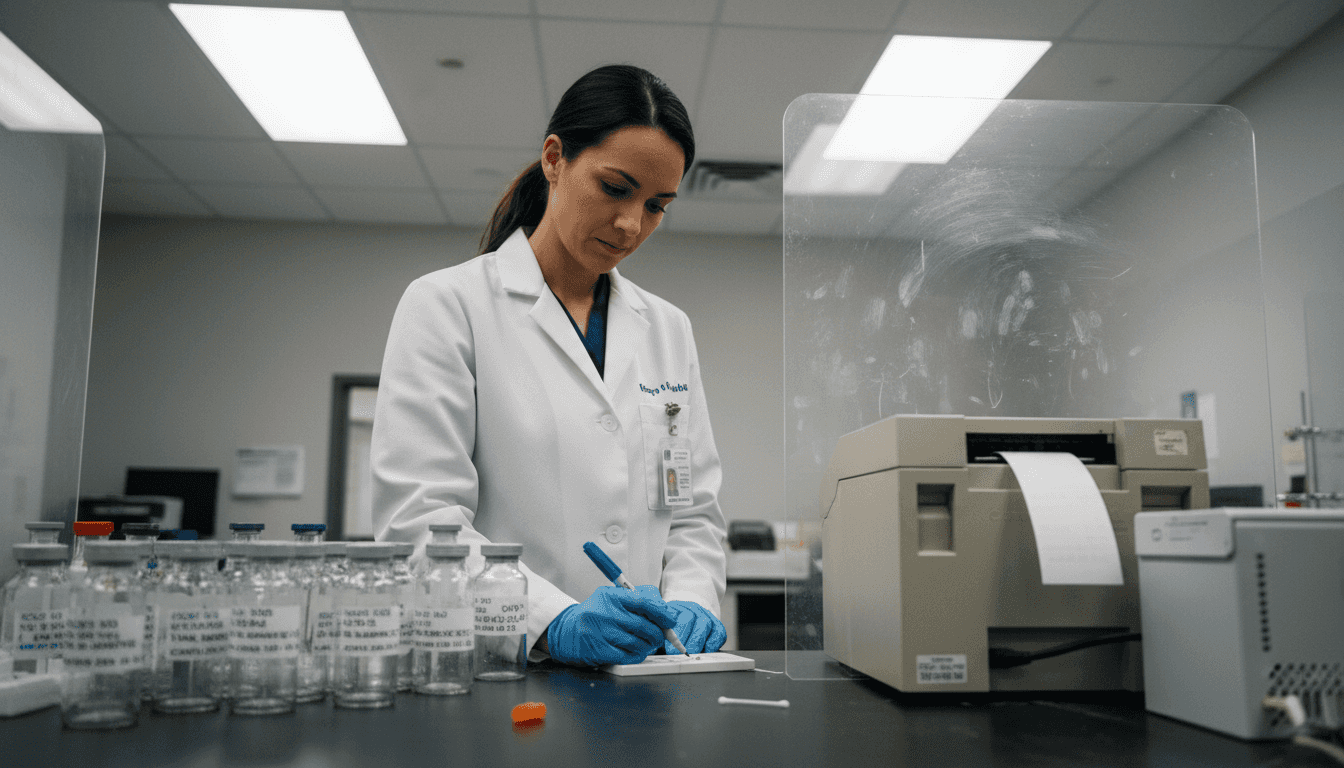 Lab technician running immunoassay screening test