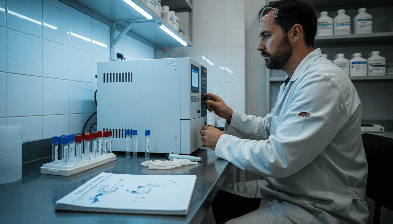 Un especialista analiza muestras de sustancias en el laboratorio.