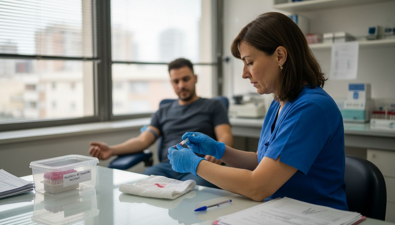 Toma de muestras de sangre en el laboratorio clínico