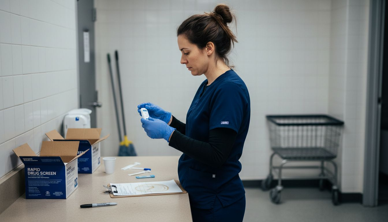 Nurse performing rapid on-site drug test