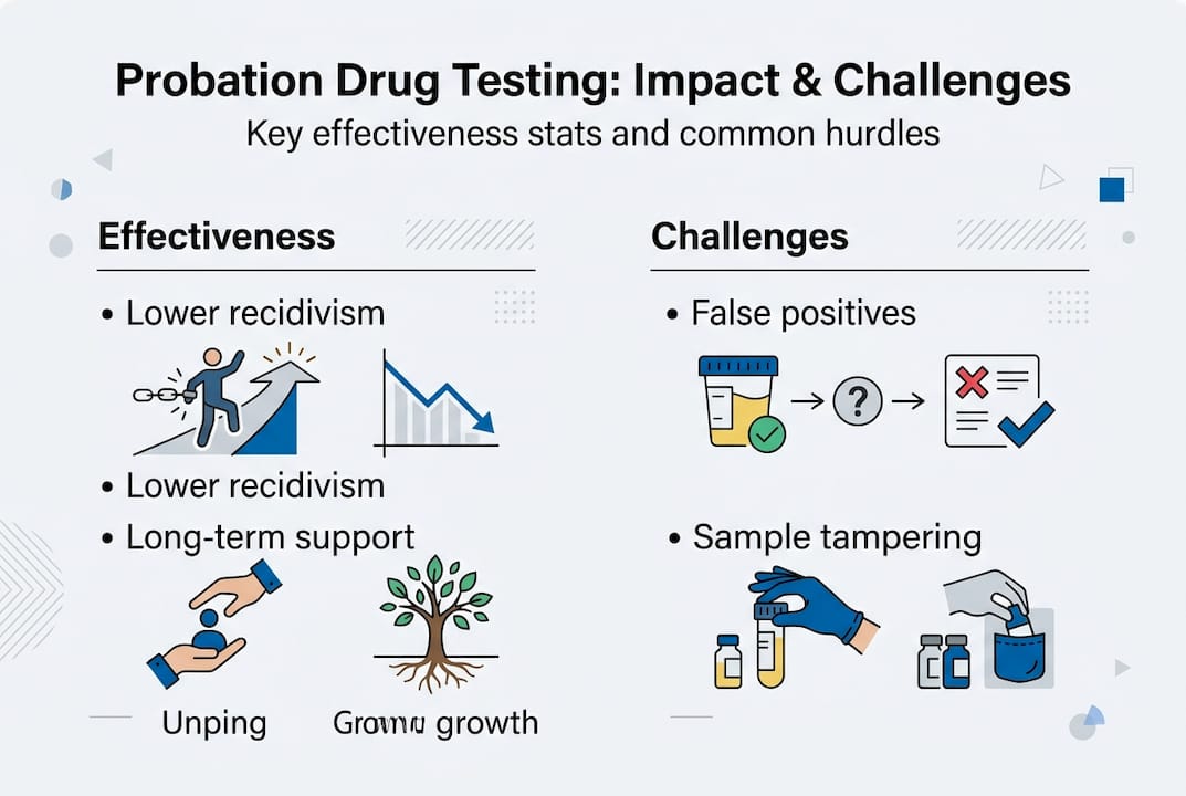 Infographic showing drug testing impact and challenges