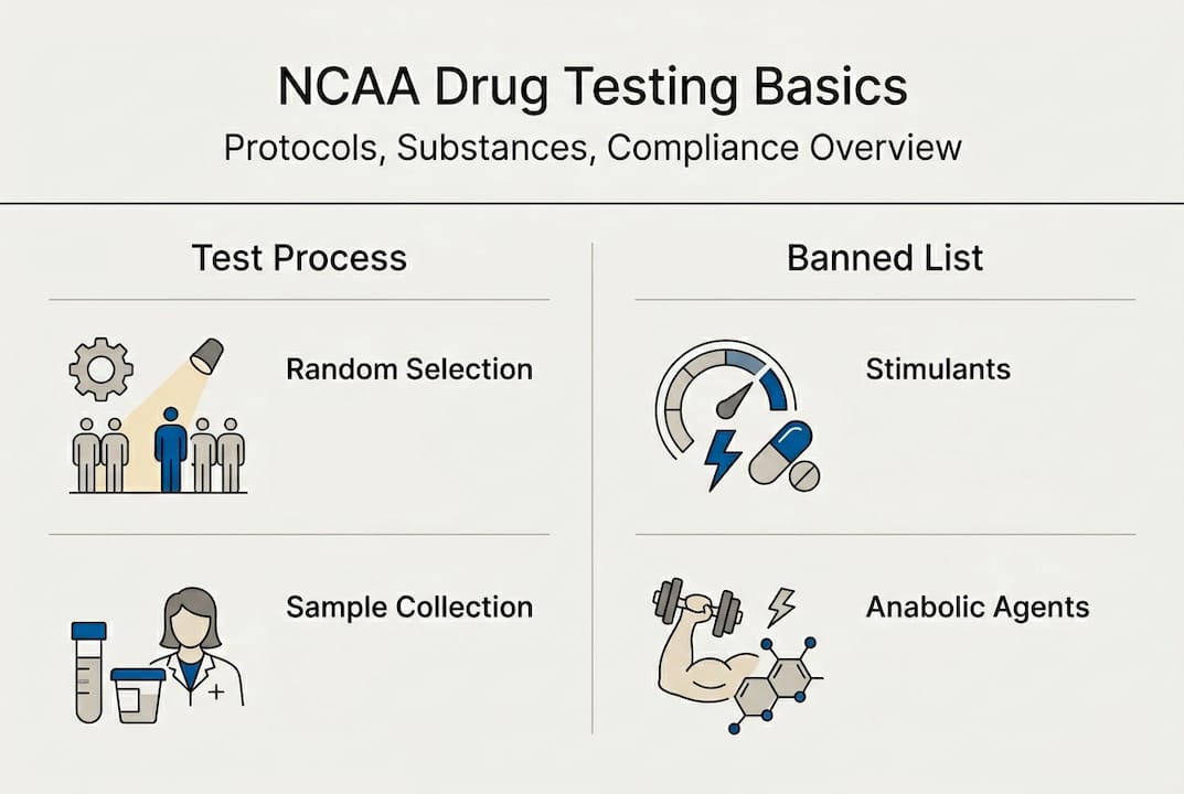 Infographic summarizing NCAA drug testing process