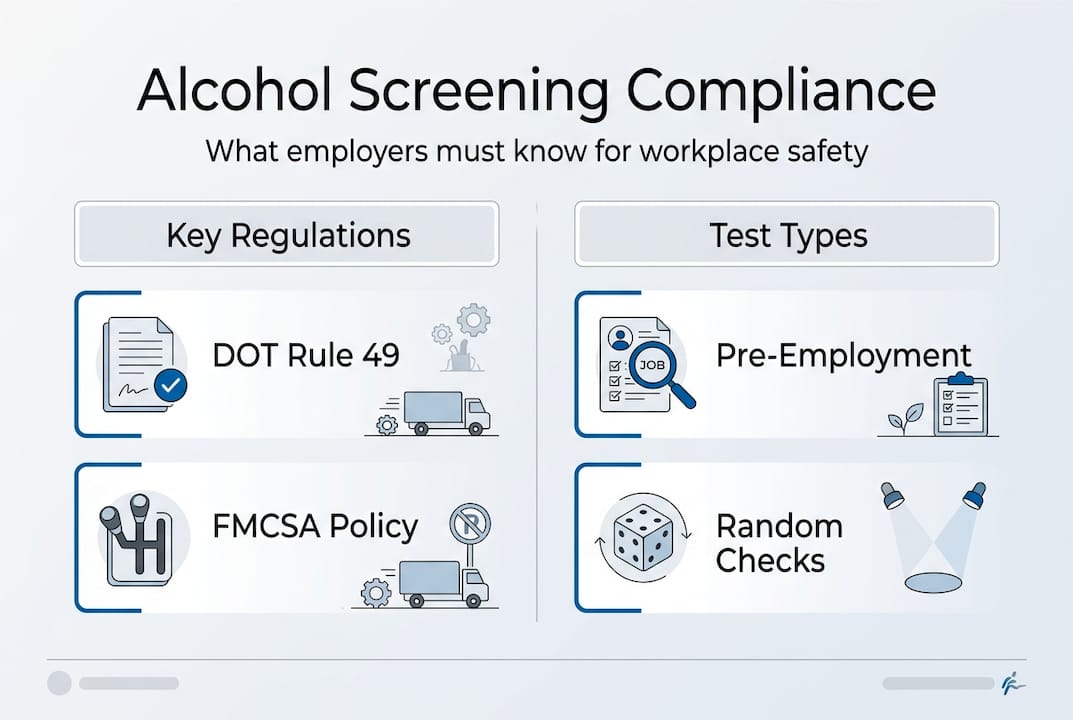 Infographic summarizing alcohol screening compliance
