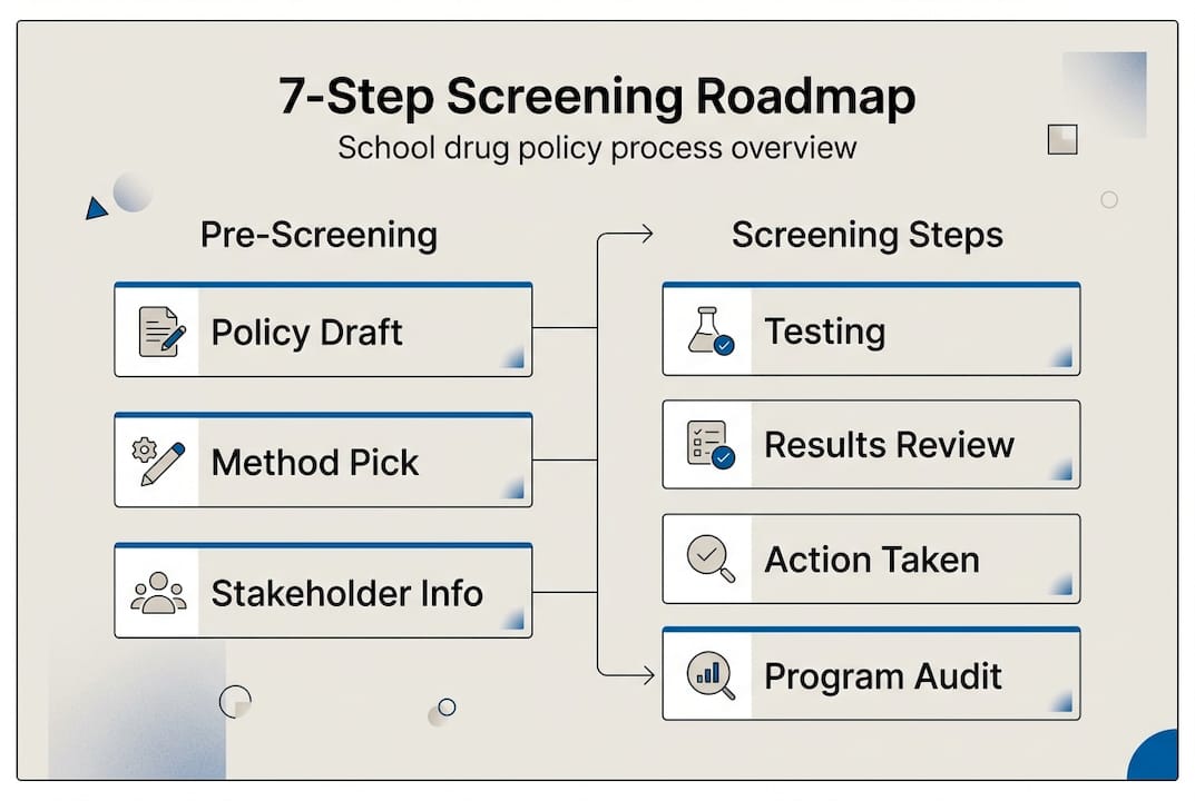 Infographic illustrating 7 student screening steps