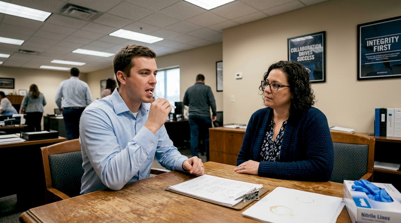 Employee supervised during oral fluid collection